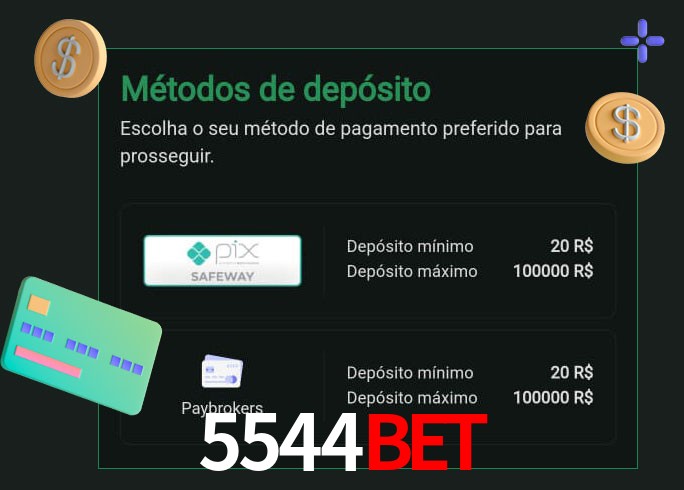 O cassino 5544Bet oferece uma grande variedade de métodos de pagamento